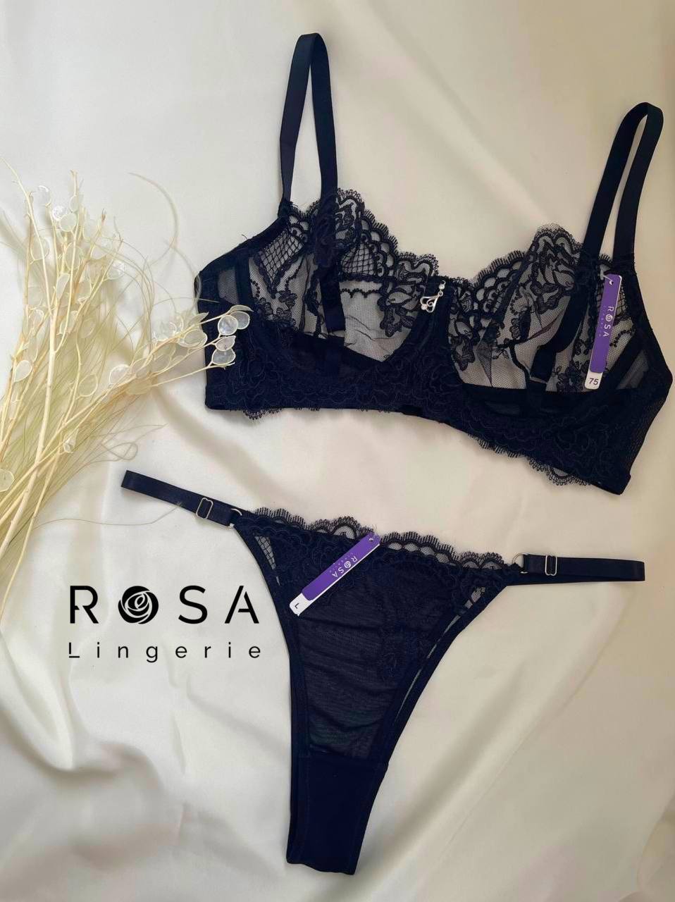 Rosa-8507-00 عکس محصول ست لباس زیر گیپور فانتزی فنر دار رُزا -کد 8507