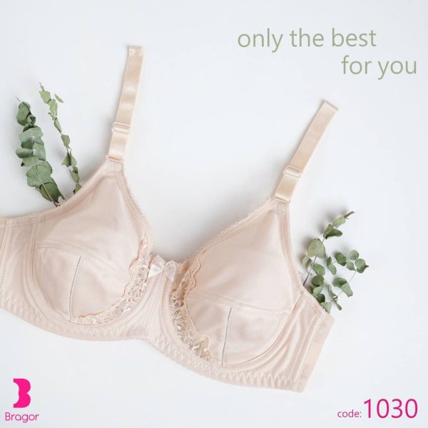 BERAGOR-1030-01 عکس محصول رنگ کرم سوتین پرلون پروانه فنردار-کد1030