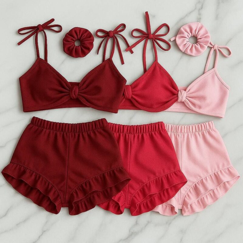 عکس محصول رنگ بندی ست لباس خواب فانتزی ساتن LOVELE-کد 8041