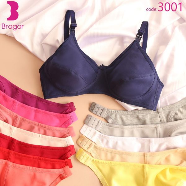 BERAGOUR-3001-ZEROSHIK-05 عکس رنگ سرمه ای سوتین شیردهی نخ پنبهای براگور-کد3001