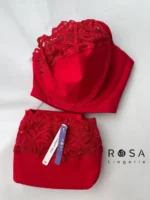 قرمز ست نخ و گیپور فانتزی فنردار رُزا-کد9504