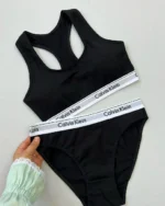 مشکی-ست نیم تنه و شورت نخ پنبه Calvin Klein مرلین | کد 7224