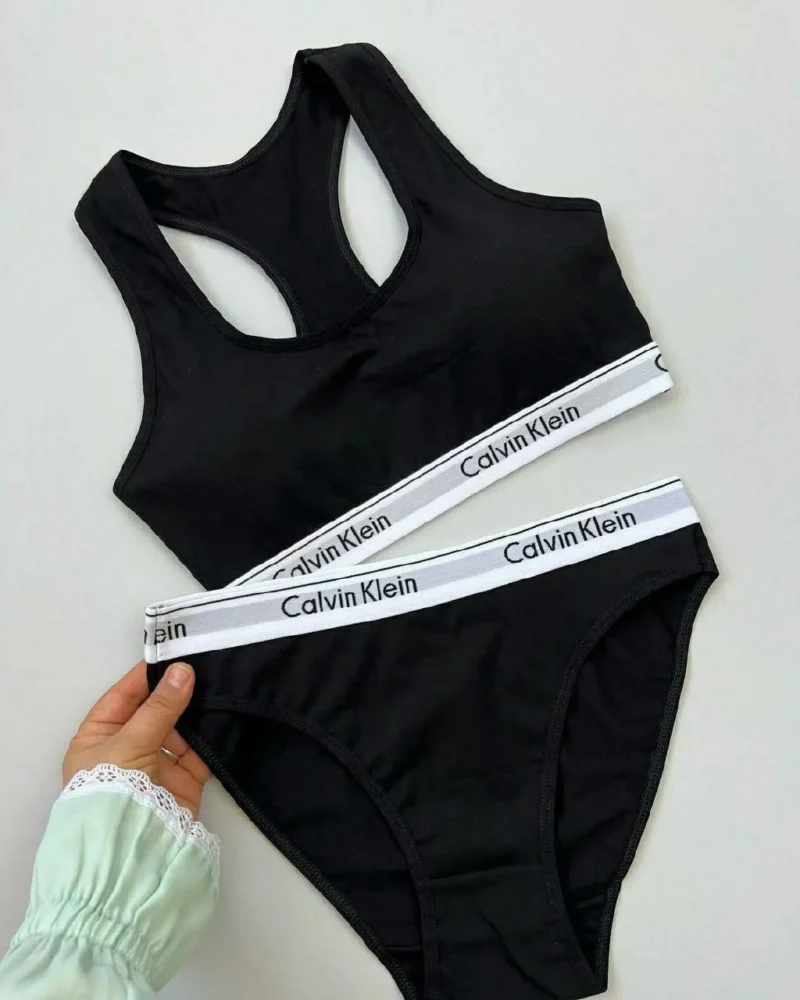 مشکی-ست نیم تنه و شورت نخ پنبه Calvin Klein مرلین | کد 7224