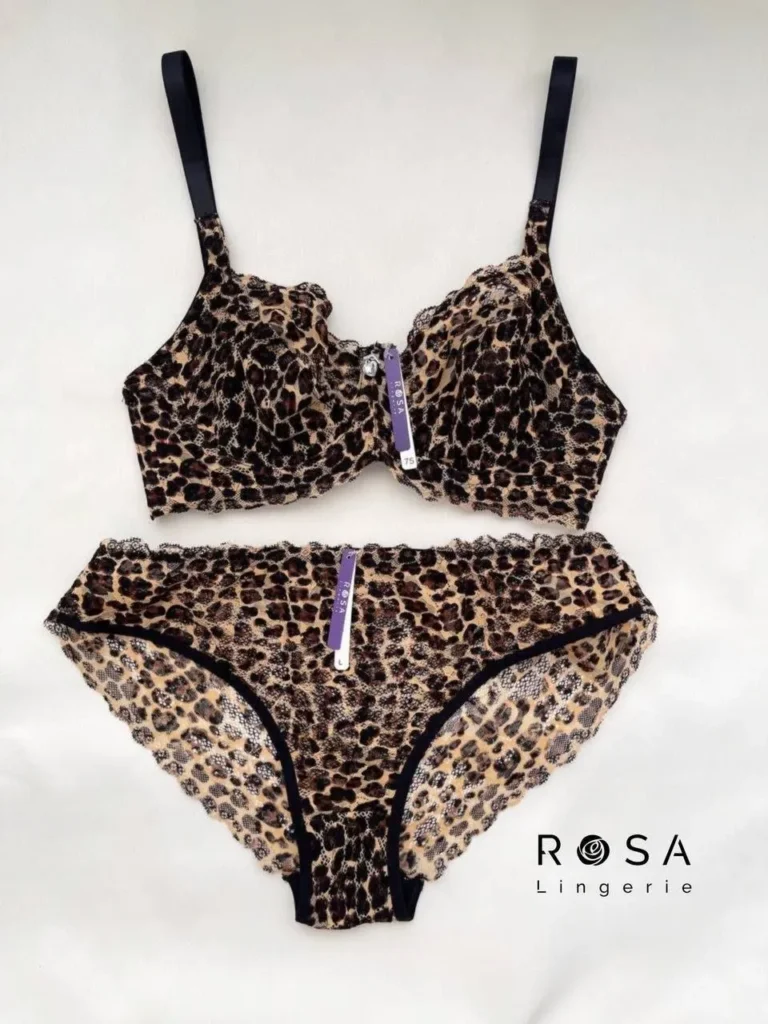 ست سوتین و شورت گیپور پلنگی رُزا ROSA-کد9506