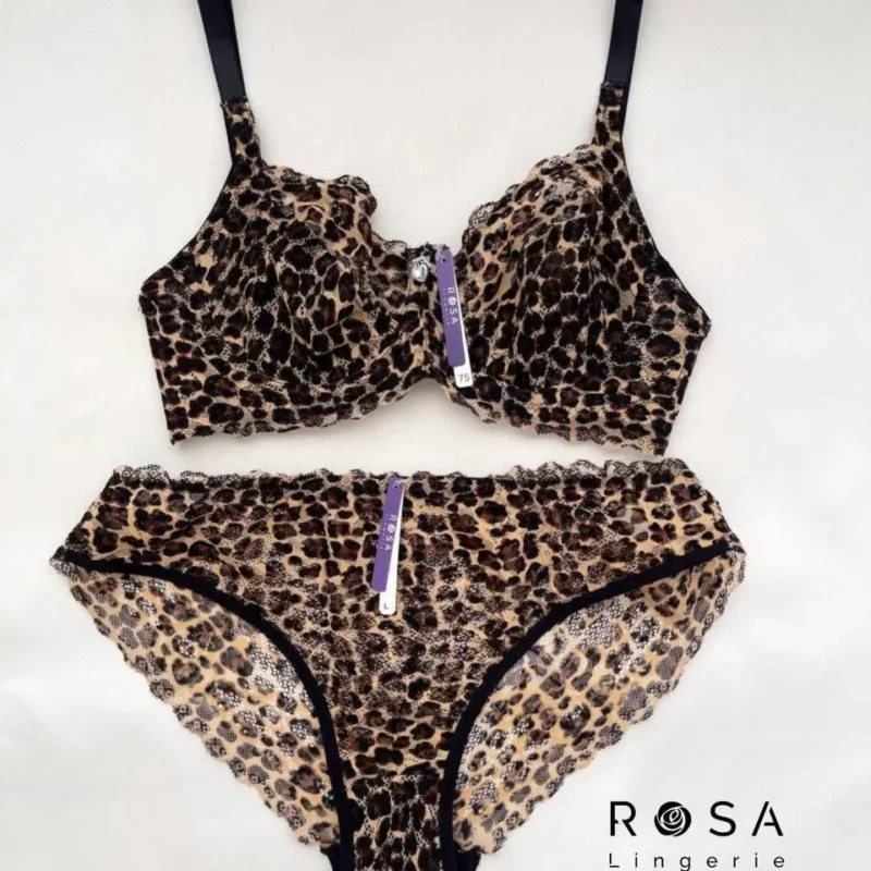 ست سوتین و شورت گیپور پلنگی رُزا ROSA-کد9506