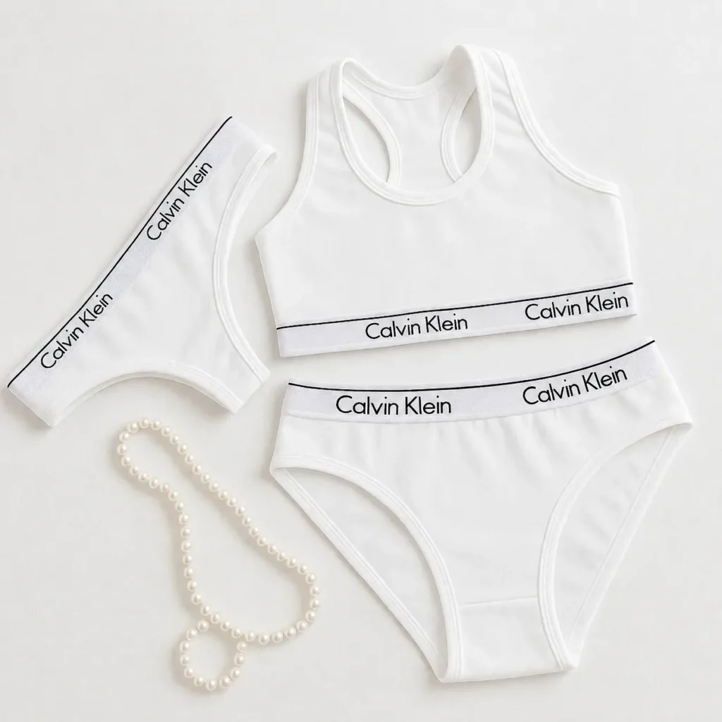 سفید-ست نیم تنه و شورت زنانه اِما مدل Calvin Klein-کد 5800