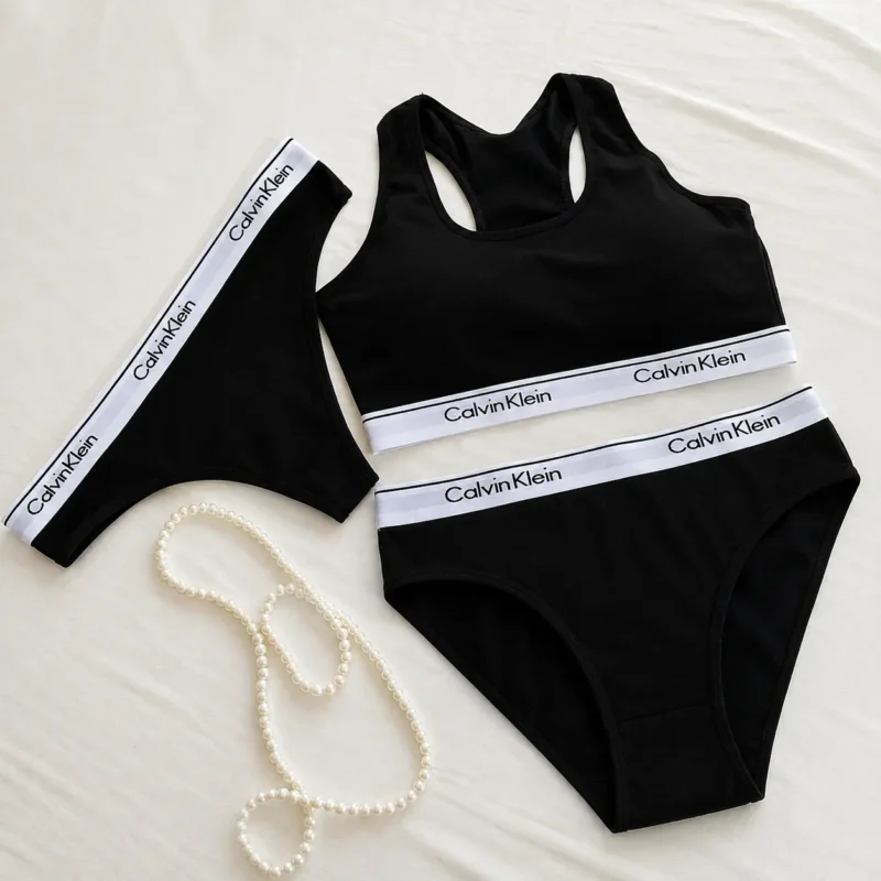 مشکی-ست نیم تنه و شورت زنانه اِما مدل Calvin Klein-کد 5800